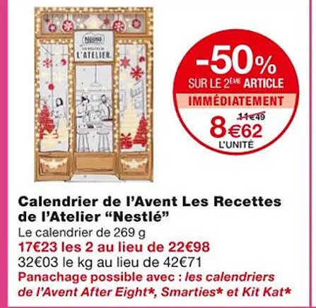 calendrier de l'avent les recettes de l'atelier "nestlé"
