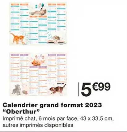 calendrier grand format 2023 "oberthur"