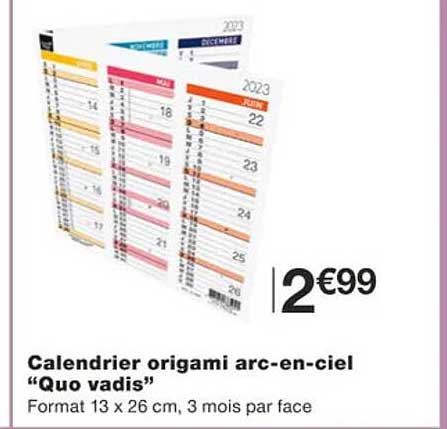 calendrier origami arc-en-ciel "quo vadis"