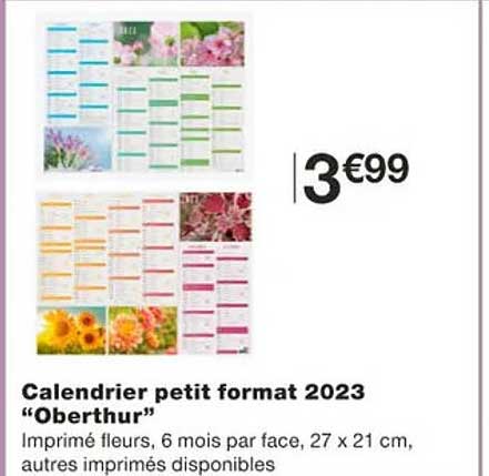 calendrier petit format 2023 "oberthur"
