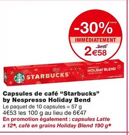 capsules de café "starbucks" by nespresso holiday bend
