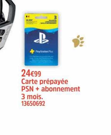 carte prépayée psn + abonnement 3 mois
