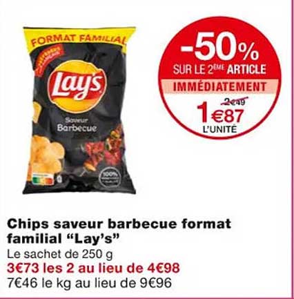 chips saveur barbecue format familial "lay's"