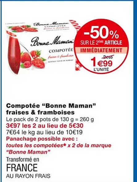 compotée "bonne maman" fraises & framboises