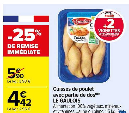 cuisses de poulet avec partie de dos le gaulois