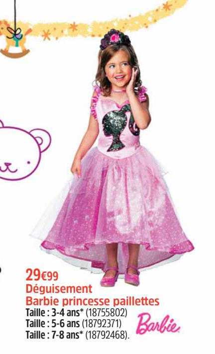 Déguisement Barbie Princesse Paillettes
