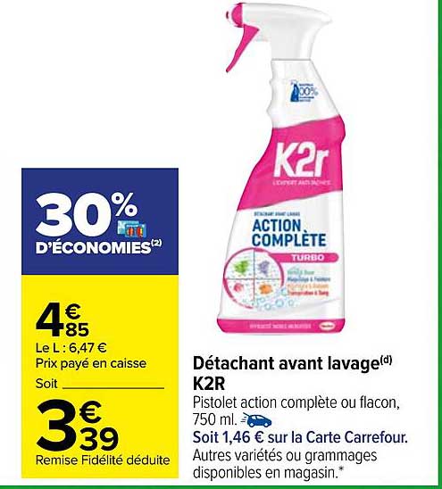 détachant avant lavage k2r