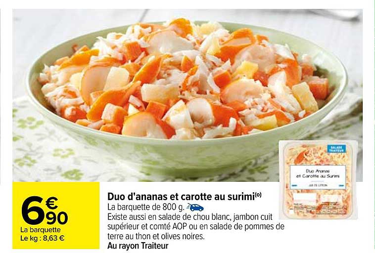 duo d'ananas et carotte au surimi