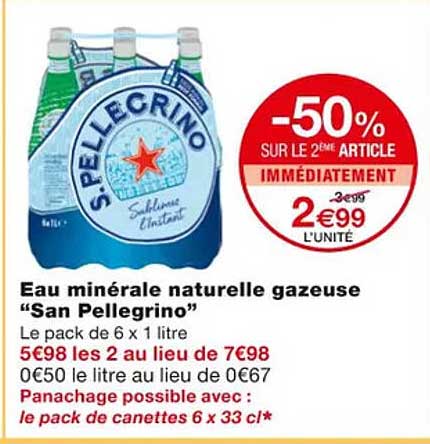eau minérale naturelle gazeuse "san pellegrino"
