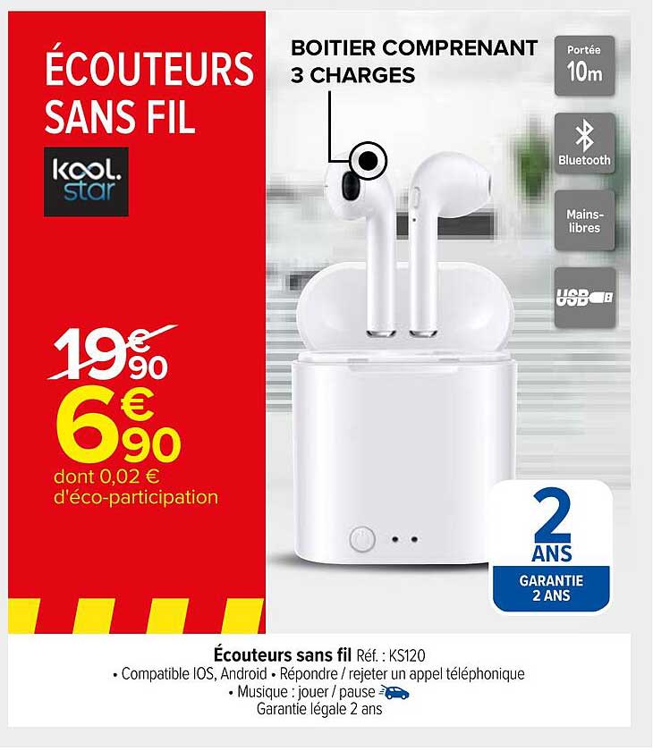 écouteurs sans fil kool star