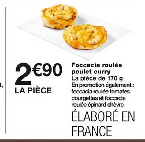 foccacia roulée poulet curry