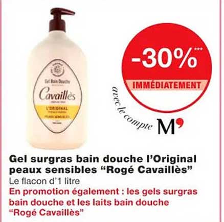 gel surgras bain douche l'original peaux sensibles "rogé cavaillès"