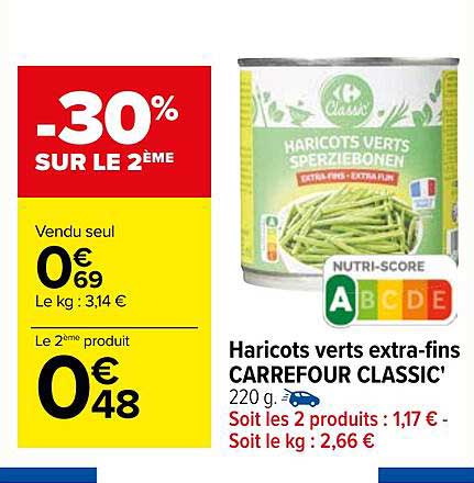 haricots verts extra-fins carrefour classic'