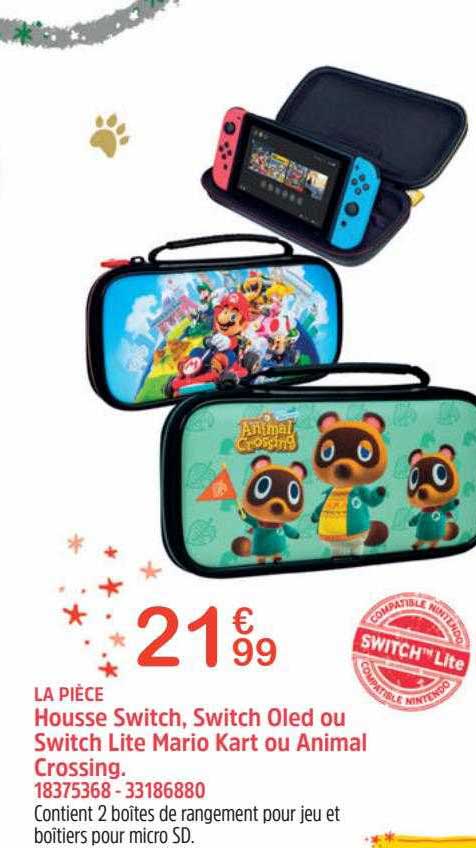 housse switch, switch oled ou switch lite mario kart ou animal crossing