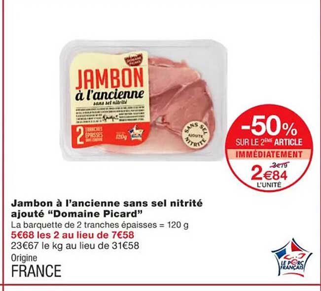 jambon à l'ancienne sans sel nitrité ajouté "domaine picard"