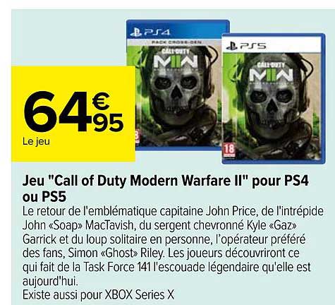 jeu "call of duty modern warfare II" pour ps4 ou ps5