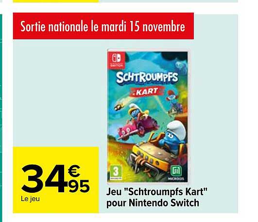 jeu "schtroumpfs kart" pour nintendo switch