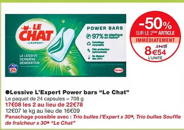 lessive l'expert power bars "le chat"