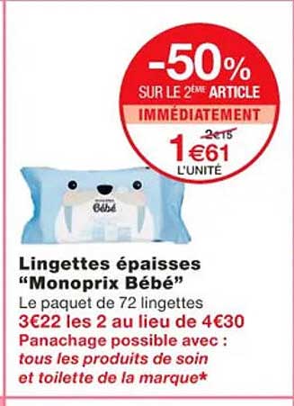 lingettes épaisses "monoprix bébé"