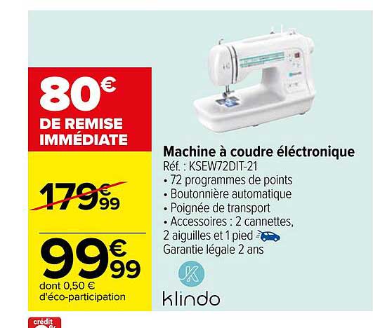 machine à coudre électronique klindo