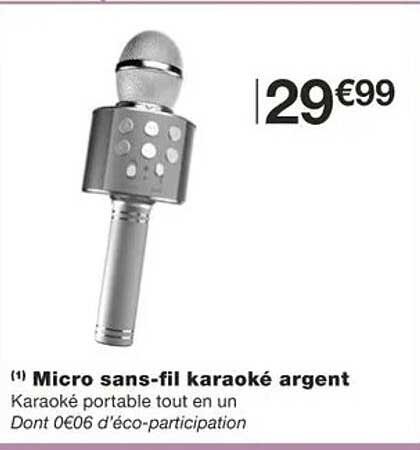 micro sans-fil karaoké argent