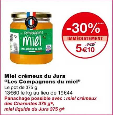 miel crémeux du jura "les compagnons du miel"