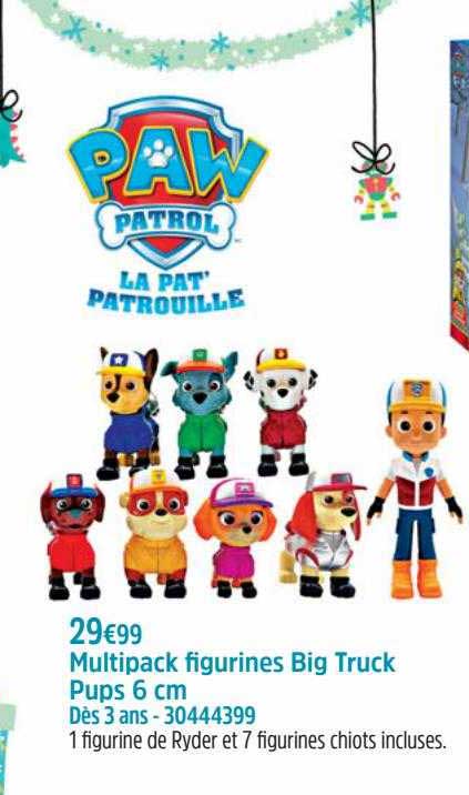 multipack figurines big truck pups 6 cm la pat' patrouille