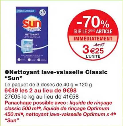 nettoyant lave-vaisselle classic "sun"