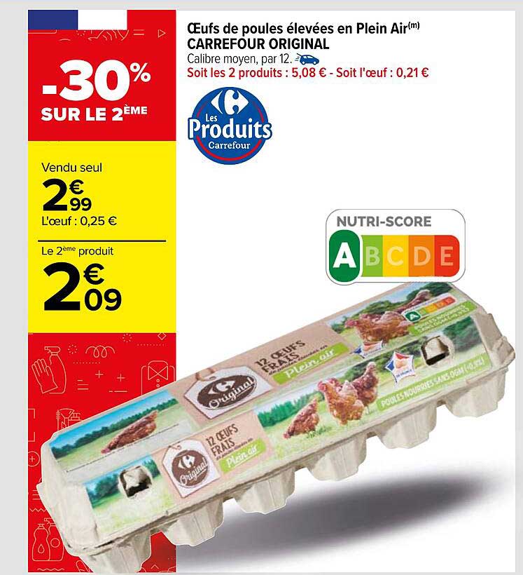 œufs de poules élevées en plein air carrefour original