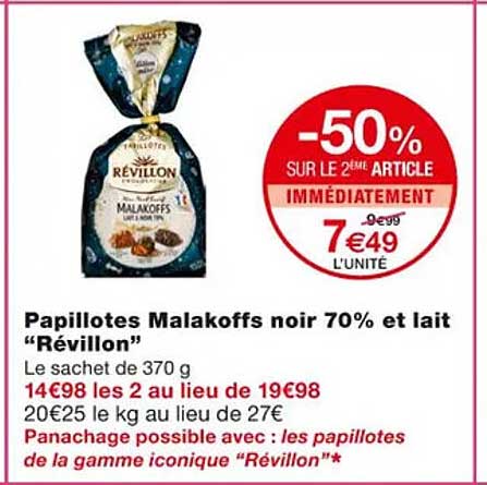papillotes malakoffs noir 70% et lait "révillon"