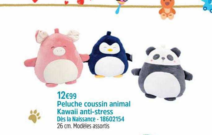 peluche coussin animal kawaii anti-stress