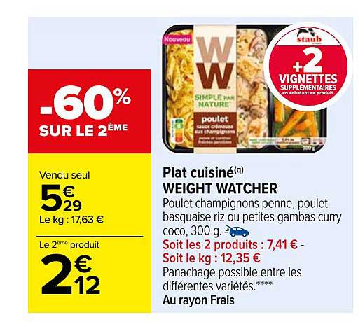 plat cuisiné weight watcher