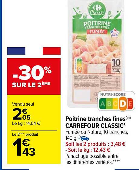 Poitrine Tranches Fines Carrefour Classic'