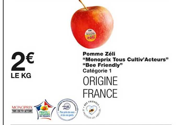 pomme zéli  "monoprix cultiv'acteur" "bee friendly"