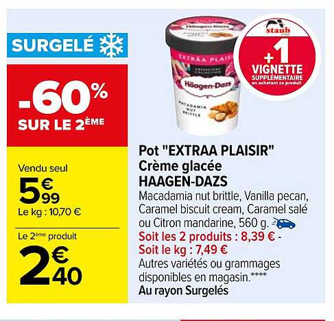 pot "extraa plaisir" crème glacée häagen-dazs