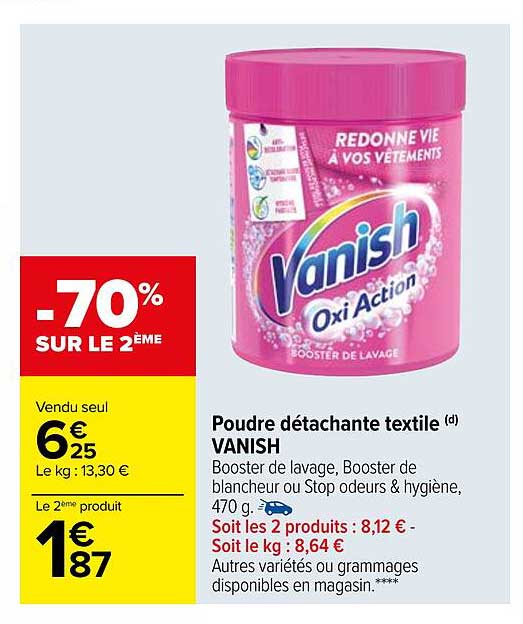 poudre détachante textile vanish