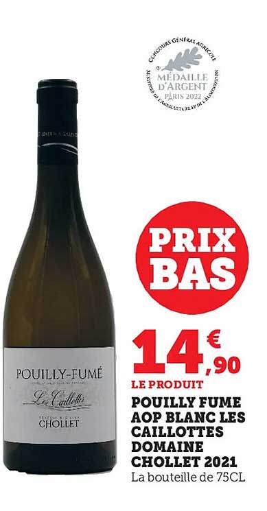 pouilly fumé aop blanc les caillottes domaine chollet 2021