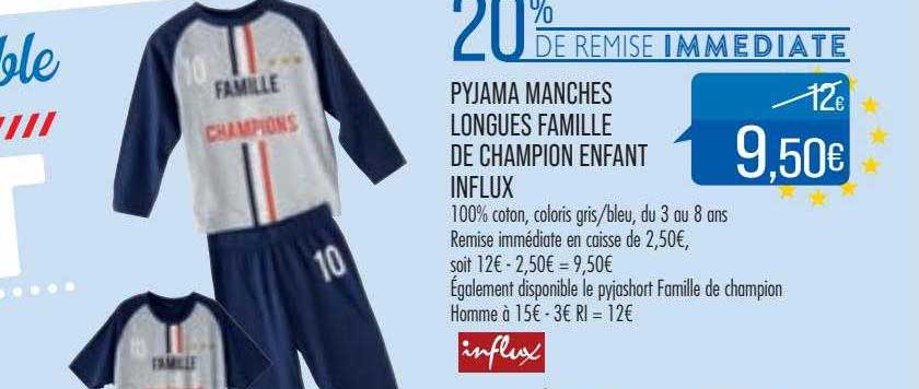 pyjama manches longues famille de champion enfant influx