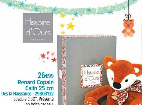 renard copain câlin 25 cm