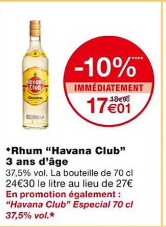 rhum "havana club" 3 ans d'âge