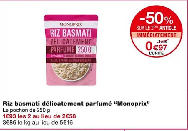 Riz Basmati Délicatement Parfumé "monoprix"