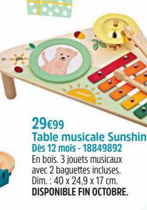 table musicale sunshine