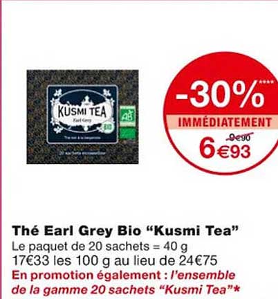 Thé Earl Grey Bio "kusmi Tea"