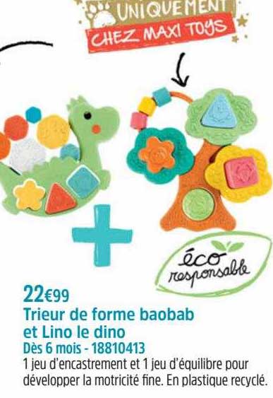 trieur de forme baobab et lino le dino