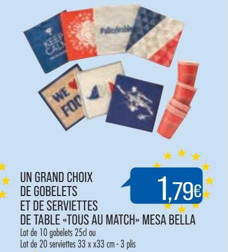 Un Grand Choix De Gobelets Et De Serviettes De Table «tous Au Match» Mesa Bella
