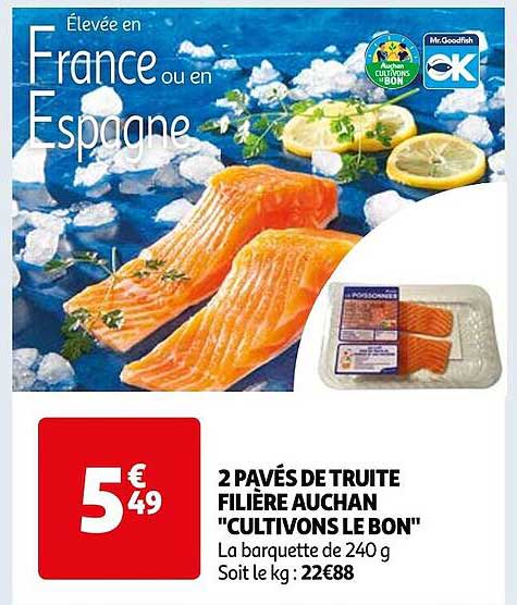 2 pavés de truite filière auchan "cultivons le bon"