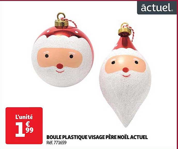 boule plastique visage père noël actuel