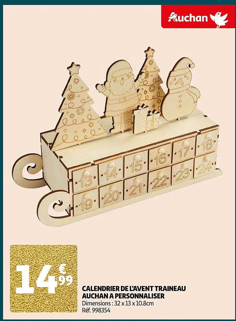 calendrier de l'avent traineau auchan à personnaliser