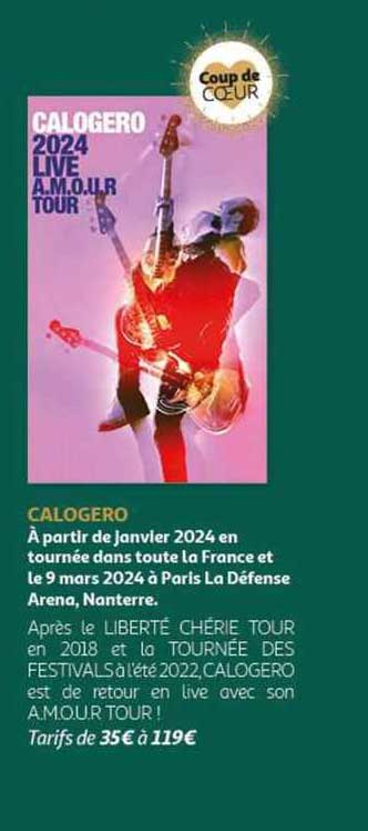 calogero 2024 live amour tour