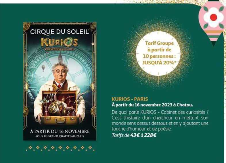 cirque du soleil kurios - paris à partir du 16 novembre 2023 à chatou
